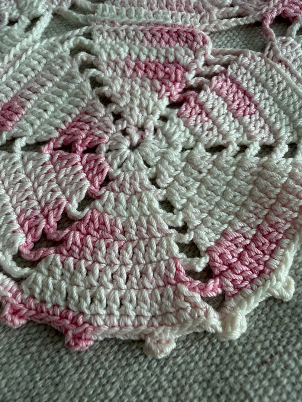 Vintage-Style Pink and White Crochet Doily